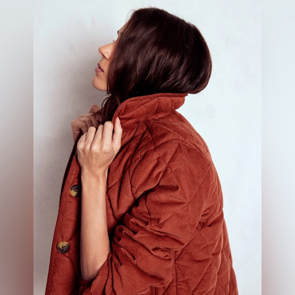 Boden Fitzrovia Quilted Cord Jacket - Fire Brick Red - Picture 2 of 9